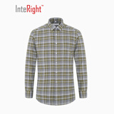 INTERIGHT 法兰绒 男士 休闲长袖衬衫 绿灰格纹 38码 *2件+凑单品96.8元(需用券,合48.4元/件) 96.80