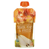 Happy Family Organics Happy Baby，宝宝食品，第 2 阶段，6 个月以上，南瓜、梨和杏，4 盎司（113 克）