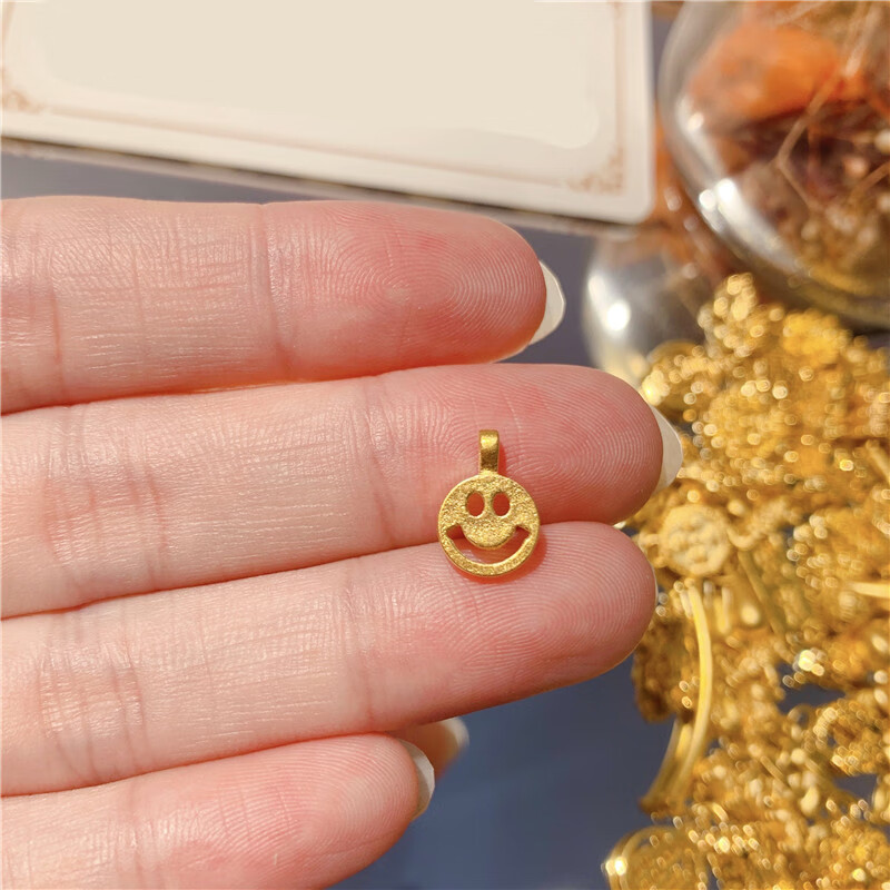 老凤凰足金999黄金3d硬金笑脸吊坠表情笑脸双面坠子女