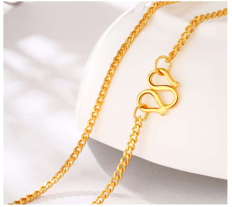 老凤凰黄金项链女999足金侧身项链w扣素金锁骨链子 可定制男款 珠宝