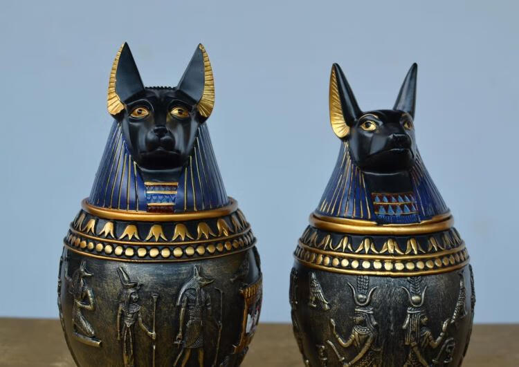 埃及风摆件古埃及猫卡诺皮克罐家居装饰品酒柜摆件密室逃脱储物罐