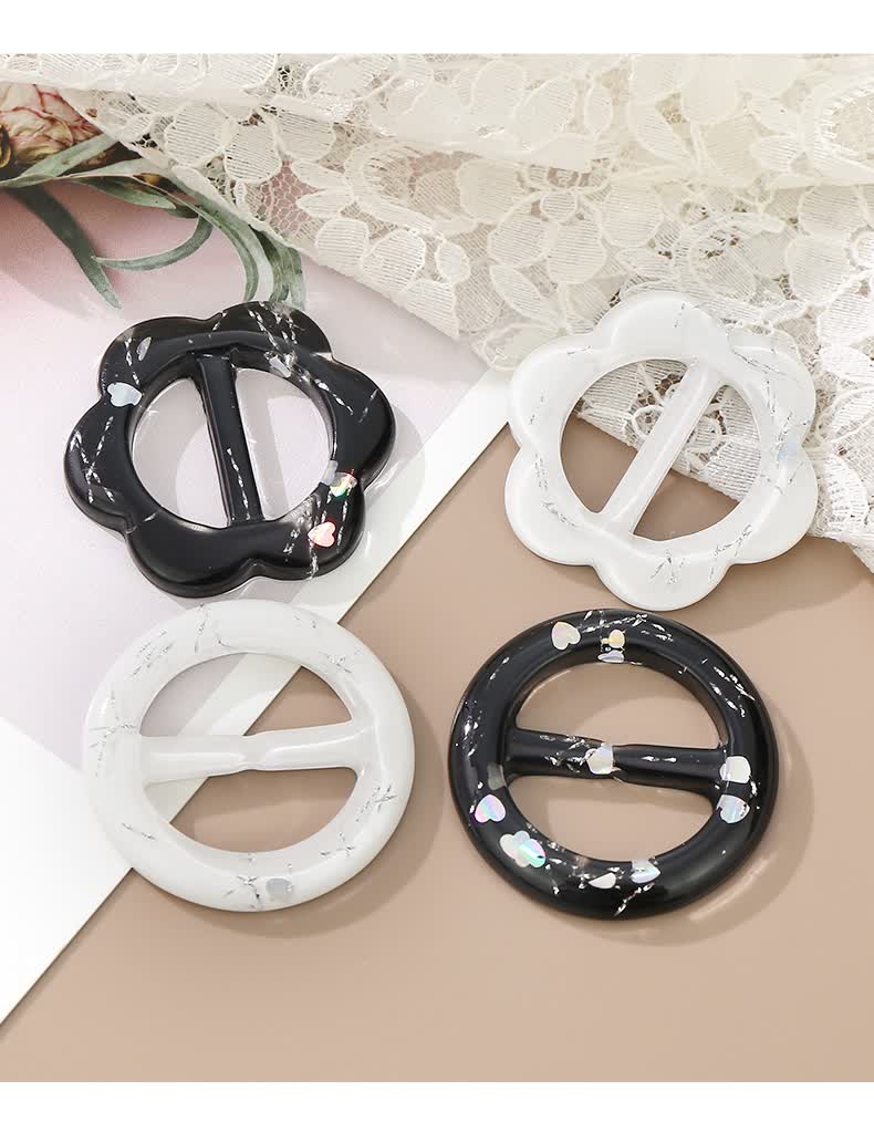 韩版衣角打结扣夏季t恤衬衫扣衣服下摆固定丝巾圆形扣环装饰配件6组合