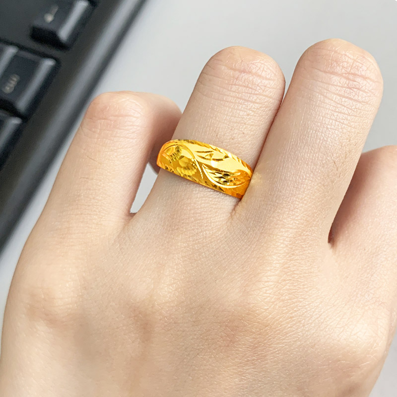 老凤凰黄金戒指9999足金男款龙凤戒车花纹活口素金饰品真金首饰轻女士