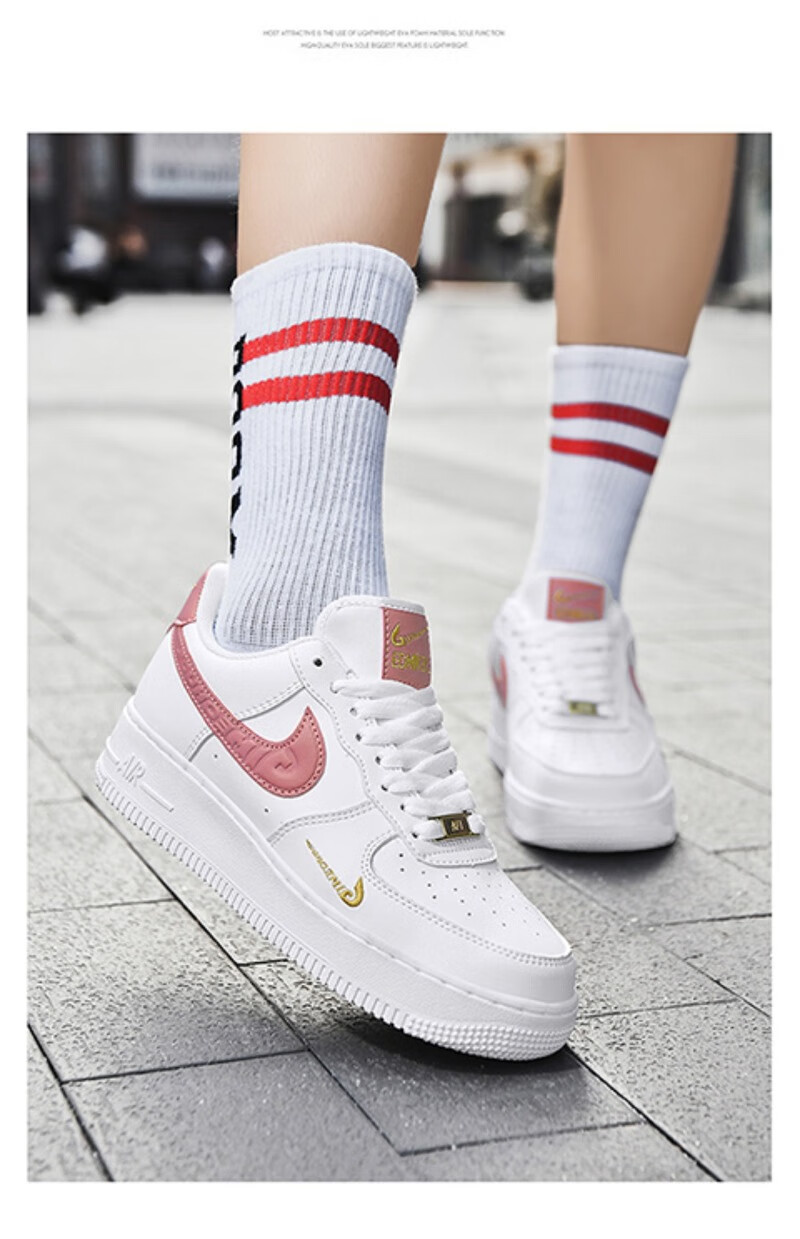 纯白aj低帮板鞋夏季小白潮鞋鞋子男女款 gd白红【送du盒】 33【图片