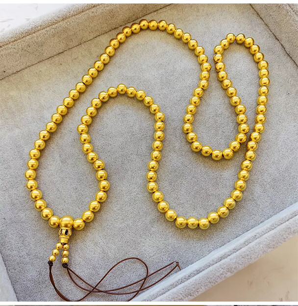 老凤凰 传承古法金手串108颗足金佛珠黄金圆珠手链女999足金小金珠子