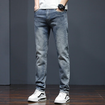 吉普盾（JPDUN）2024男士牛仔裤新款春秋季百搭修身直筒裤潮牌弹力水洗休闲长裤子 N81水泥蓝 28