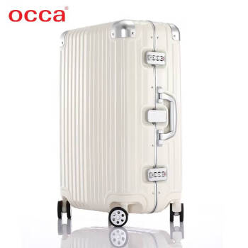 OCCA/鸥卡大容量纯PC拉杆箱金属锁行李箱出国托运箱 白色 20寸少量库存 2锁扣