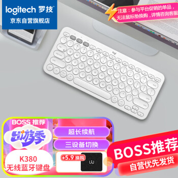 罗技（Logitech）K380 键盘 蓝牙办公键盘 无线键盘 女友 便携超薄键盘 笔记本键盘 芍药白