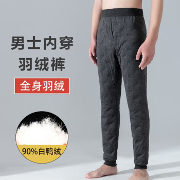 马迪安 羽绒裤男士内穿2022冬季新款中老年棉裤高腰加绒加厚弹力保暖内胆 深灰色  S（100-115斤）