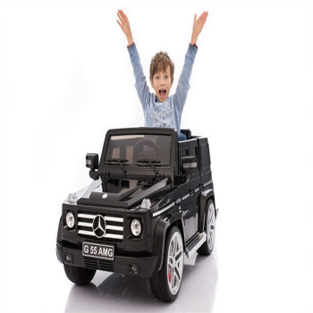 棟馬（DOOMA）棟馬G55奔馳兒童電動車遙控可坐四輪電動童車雙驅越野車玩具汽車 烤漆黑 正版奔馳G55