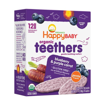 禧贝HappyBABY 宝宝零食辅食营养米饼有机饼干婴童零食美国进口 6月+ 磨牙饼干 蓝莓紫胡萝卜