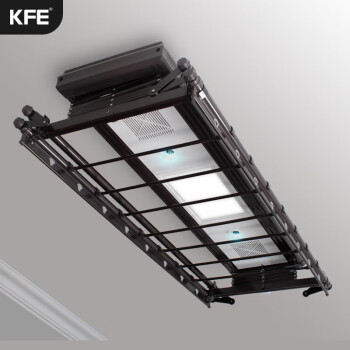 KFE黑色智能电动晾衣架自动升降晒衣架双杆遥控消毒风干阳台ZS 黑+照明+双杆伸缩+母婴杆