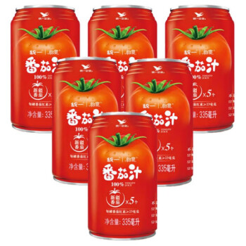 统一食品（tongyishipin）番茄汁饮料335ml/12罐新疆番茄原味浓缩果汁果味整箱装 6罐335ML(大罐)