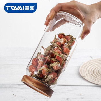 华派（TQVAI）高硼硅玻璃密封罐950ml食品瓶带盖杂粮储物罐糖罐茶叶罐大号X9155