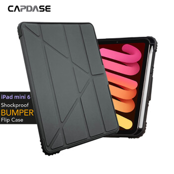 卡登仕（CAPDASE） 适用苹果iPad mini 6平板电脑保护套 带笔槽翻盖防摔保护壳装甲壳 iPad mini 6黑色