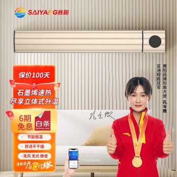 赛阳（saiyang） 智能石墨烯远红外线取暖器电热板壁挂家用静音电热幕商用挡冷遥控速热节能电暖器 米白色（JDY款） 2000W石墨烯+智能语音（15~20㎡）