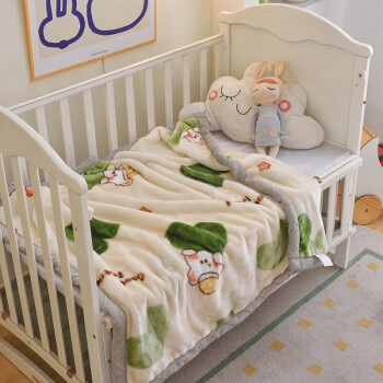 乔蒂博洋家纺2024新款儿童拉舍尔毛毯双层加厚宝宝盖毯婴儿毯 爱心萌宝 100x120cm