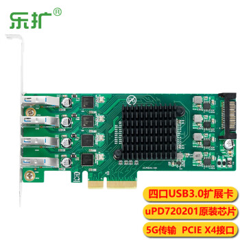 乐扩20Gb独立4通道USB3.0工业相机采集卡PCIe3.0转4口每口独立5G
