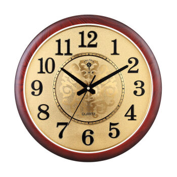 北极星（POLARIS）欧式钟表挂钟客厅中式家用时尚时钟高端挂墙美式复古 木色（直径38厘米）