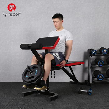 KYLIN SPORT哑铃凳 家用多功能折叠仰卧板收腹肌运动椅 纯黑色SUB005（带肘板仰卧板）