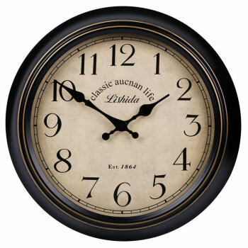 绍筁2022力时达 美式 挂钟 客厅简欧挂表艺术装饰时钟表 -34(无秒针) 12英寸(直径30.5厘米)