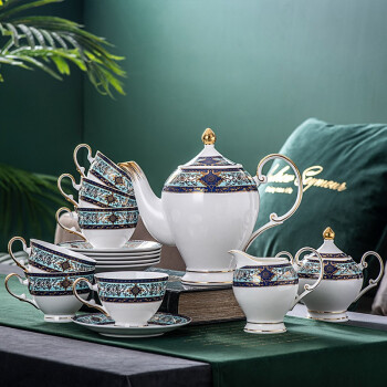 英格丽（INGRI） 英格丽欧式茶具骨瓷英式下午茶杯茶具套装陶瓷茶具水杯 15头-三壶+6杯6碟礼盒装