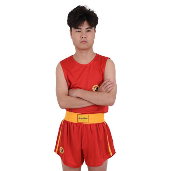 愛順（AISHUN）散打服裝拳擊訓練服搏擊泰拳短褲格鬥套裝 男子紅色套裝 XXXS