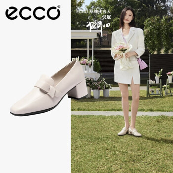 爱步（ECCO）单鞋 时尚通勤粗跟女鞋浅口方头高跟鞋 型塑290903 米色29090301378 39