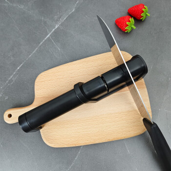 双立人（ZWILLING）磨刀器菜刀水果刀通用磨刀石磨刀棒粗磨细磨2档 黑色