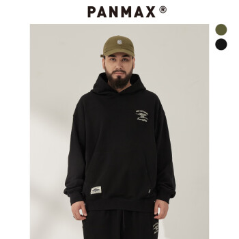 潘·麦克斯（PANMAX）PANMAX大码男装重磅连帽卫衣男士秋冬季外套男款情侣PBCF-WY0804 黑色 M
