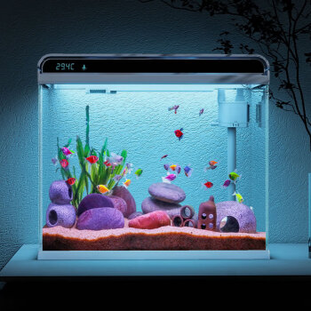 森森（SUNSUN）森森超白玻璃小魚缸客廳 小型水族箱 生態免換水金魚缸HE480
