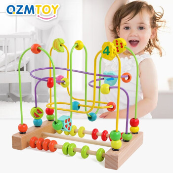 QZMTOY绕珠玩具数字水果大号宝宝木质制串珠玩具1-3岁