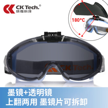 成楷科技 CKY-136G1 透明護目鏡 防風沙防飛濺防護眼鏡 騎行可拆卸墨色鏡片防風鏡