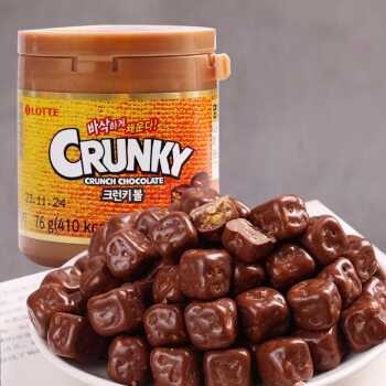 乐天脆香米巧克力豆韩国进口黑巧可可脂零食黑巧克力 脆米巧克力豆76g*1罐