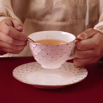 英格麗（INGRI）白色簡約波點高檔骨瓷咖啡杯歐式小奢華陶瓷下午茶杯具 珠點咖啡杯碟【白】