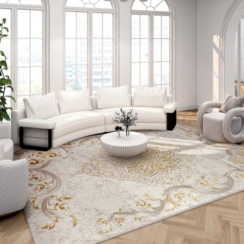 易普美家 土耳其进口地毯客厅美式酒店家用卧室加绒轻奢田园地毯 卡罗琳（米白色） 1600MMx2300MM
