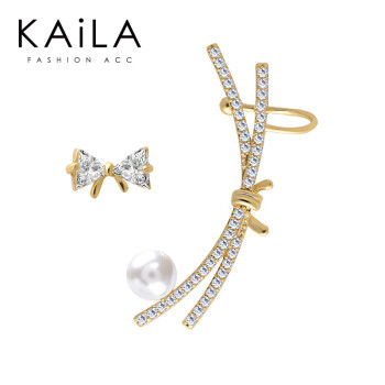 KAiLA925银针不对称耳环女小众设计高级感轻奢精致蝴蝶结2024年新款潮 金色-925银针
