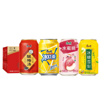 康师傅冰红茶/冰糖雪梨/酸梅汤/水蜜桃310ml*24混合罐 水果茶饮料整箱装
