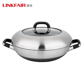 凌丰（LINKFAIR）轻便圆底小炒菜316不锈钢锅不粘无涂层烹饪厨具电磁炉燃气灶专用 LFCG-OF336SB 36cm