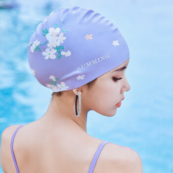 佑游游泳硅胶帽男女成人防水舒适PU硅胶泳帽套装备长发不勒头 紫色硅胶帽