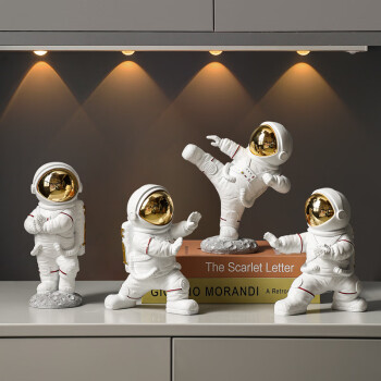 景逸创意宇航员太空人摆件客厅酒柜书房家居装饰品书桌电视柜工艺品 功夫宇航员4件套（ABCD）
