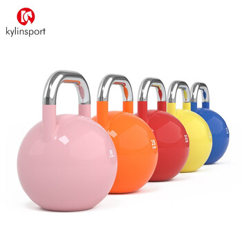 KYLIN SPORT 男女士提壶哑铃 Crossfitness训练 钢制竞赛竞技壶铃 钢制烤漆壶玲 12KG蓝色