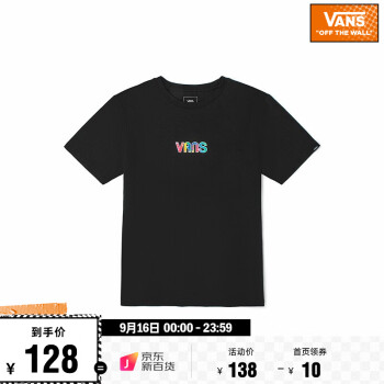 Vans范斯官方 男女情侣短袖T恤夏季宽松彩色图案黑色 黑色 XL84.5元