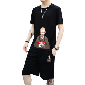 高梵短袖套装年夏季新款宽松大码时尚潮流运动短袖套装男小和尚l 男装 报价价格评论品牌 京东热卖