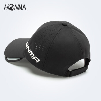 HONMA男士运动帽高尔夫配件棒球帽运动六片帽遮阳防晒球帽高尔夫球帽 黑色