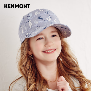 卡蒙（Kenmont）儿童帽子纯棉鸭舌帽女童夏天防晒太阳帽韩版潮时尚棒球帽 4714 蓝灰色 可调节 56cm