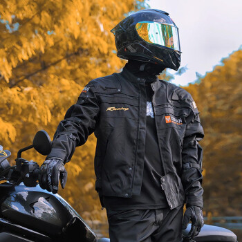 杜汉（DUHAN）摩托车骑行服男四季防摔机车服越野赛车服骑士裤子 D-020黑色上衣 XL