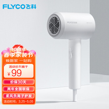 飞科 FLYCO 电吹风机 柔风负离子恒温护发 家用冷热大风量快速干发吹风筒FH6290 1800W