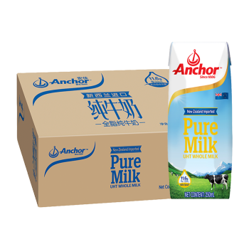安佳（Anchor） 全脂纯牛奶 新西兰牛奶乳品 营养早餐整箱装 250mL*24盒/箱