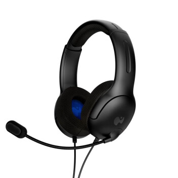 pdp AIRLITE头戴式有线游戏耳机带降噪麦克风适用于PS5 PS4 PC平台 Black黑色